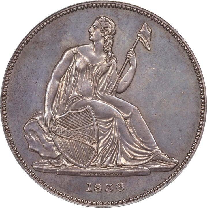 1836 $1  Gobrecht, No Stars Obverse, Original, Alignment I, Plain Edge, J-60 PR67 thumbnail 17