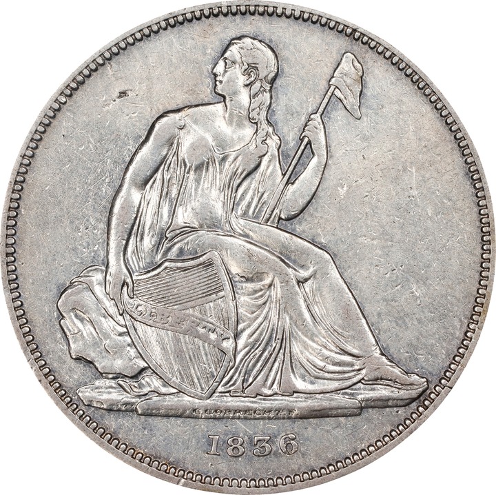 1836 $1  Gobrecht, No Stars Obverse, Original, Alignment IV, Plain Edge, J-60 VF30 CAC thumbnail 21