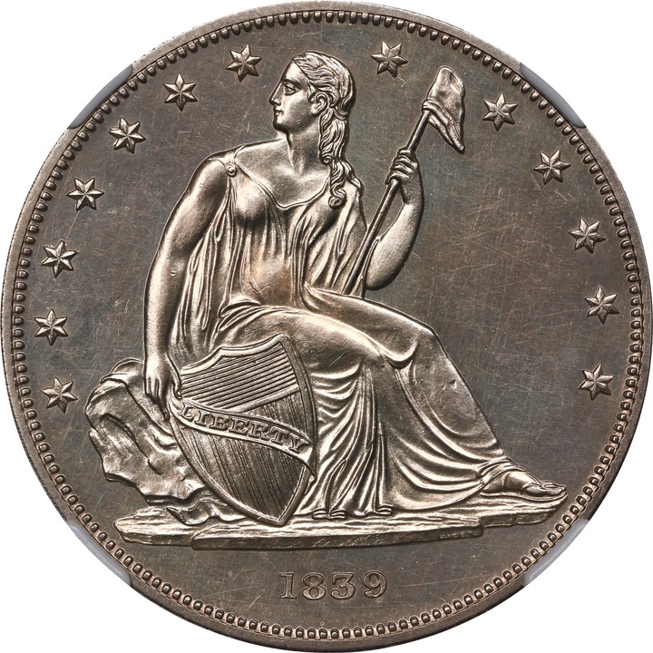 1839 PS$1 Gobrecht, Restrike, Silver, J-104 PR66 thumbnail 5