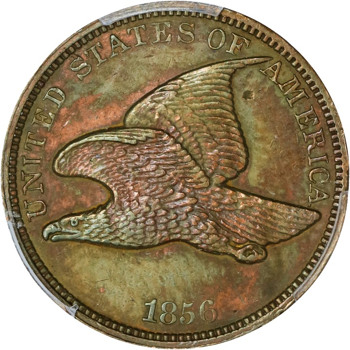 1856 P1c Flying Eagle, Repunched 5, Tilted ONE CENT, J-181a PR RD thumbnail 6