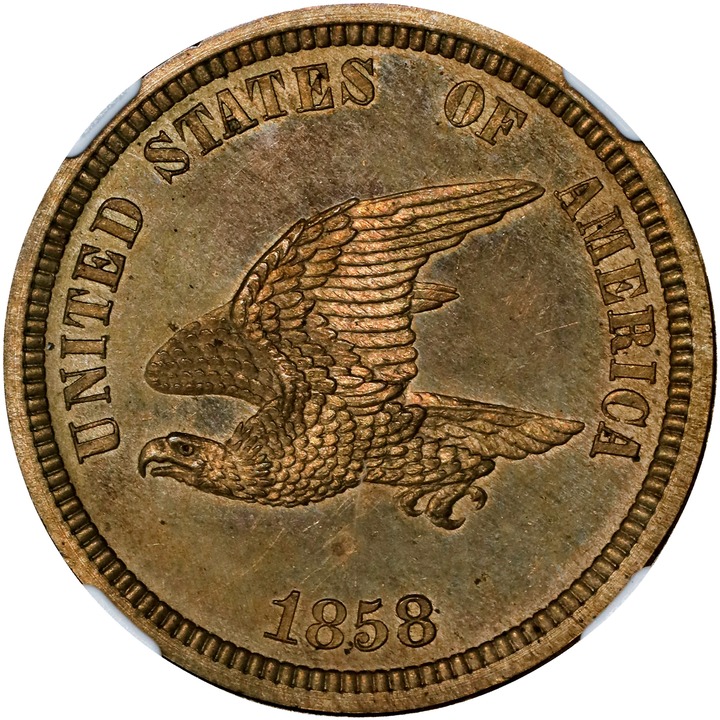 1858 P1c Copper-Nickel, 5 Leaves, J-202 PR thumbnail 3