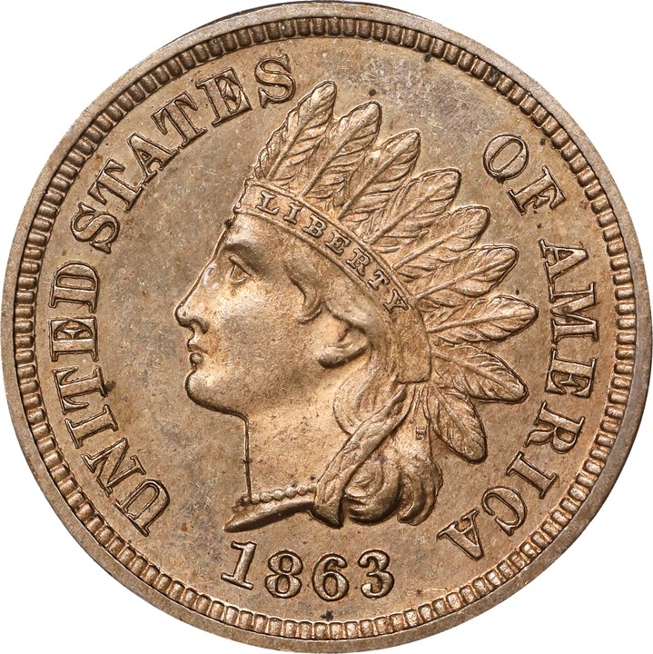 Image for 1863 P1c Copper-Nickel, J-302 PR63 CAC