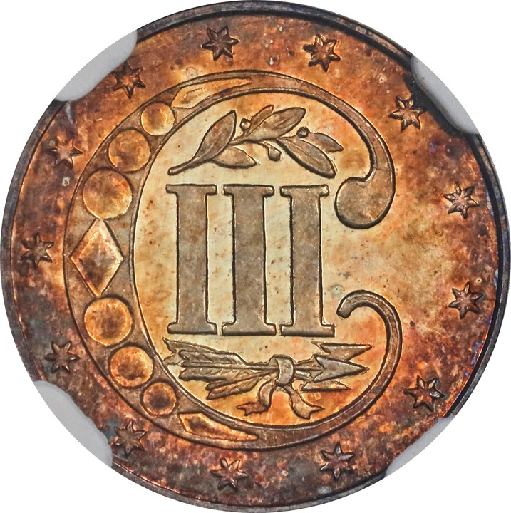 3-Cent Silver 3cS Type 3, 1859-1873 PR CAM [Type] PR66 CAM CAC thumbnail 5