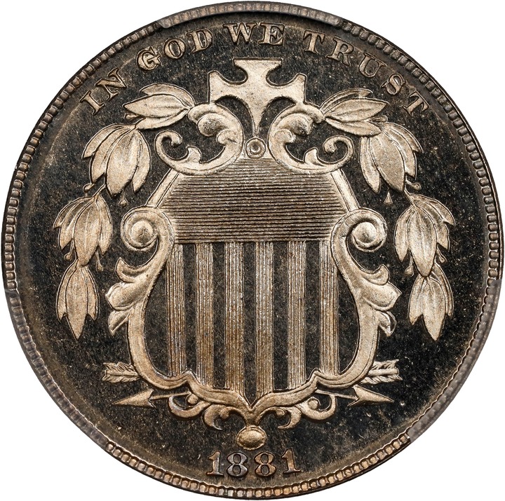 Shield Nickel 5c No Rays, 1867-1883 PR DCAM [Type] PR67 DCAM thumbnail 8
