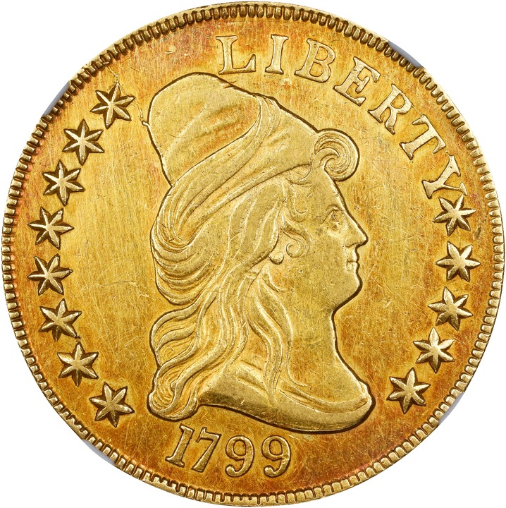 1799 $10  Small Stars Obverse AU50 thumbnail 3