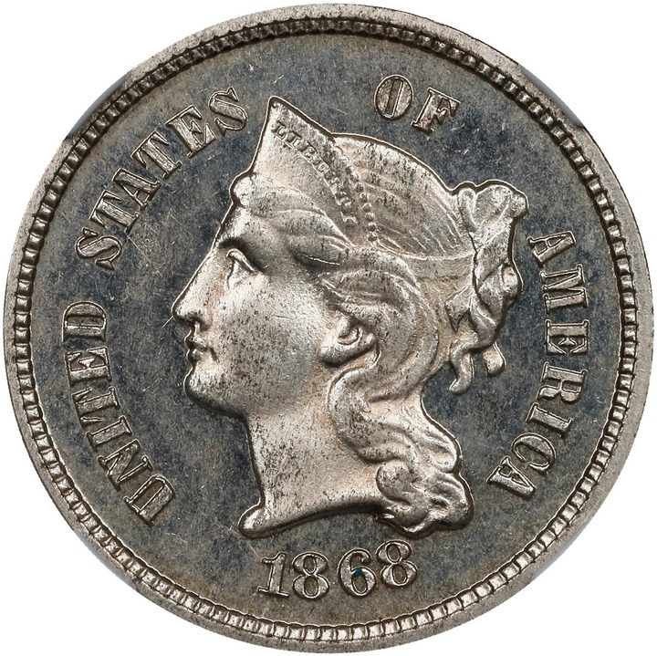 1868 P3cN Nickel, J-618 PR CAM thumbnail 2