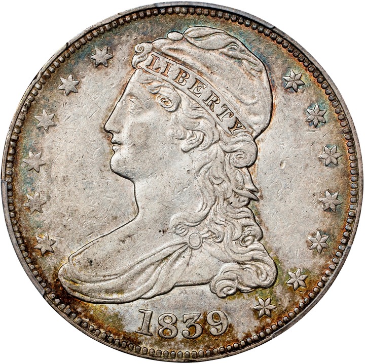 Image for 1839 50c Reeded Edge, Large Letters Reverse AU50 CAC