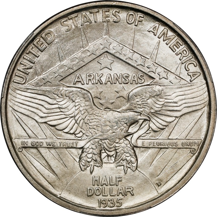 1935-D 50c Arkansas MS68 CAC thumbnail 6