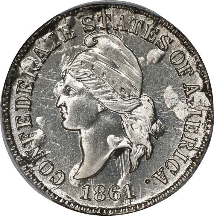 1861 (1961) 1c CSA, Bashlow Restrike, Silver MS thumbnail 3