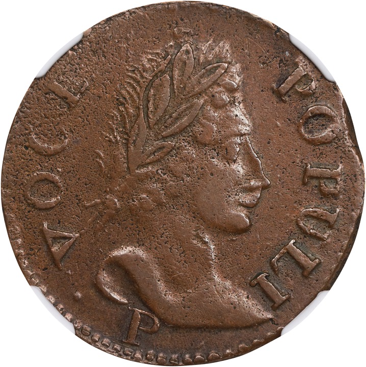 1760 1/2 P Voce Populi, P Below Bust MS BN thumbnail 2
