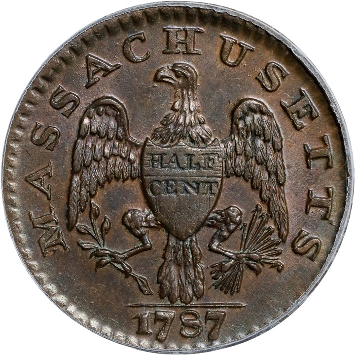 1787 Copper Massachusetts MS BN MS63 BN thumbnail 2