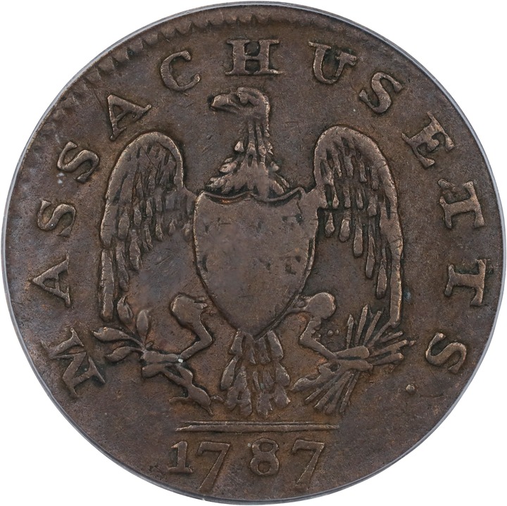 1787 Copper Massachusetts MS BN VF30 BN thumbnail 2