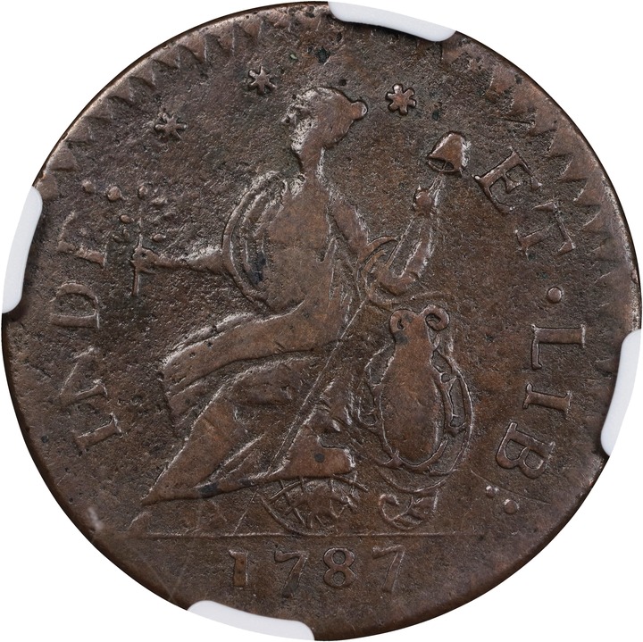 1787 Copper Connecticut, Mailed Bust Left, Laughing MS BN AU53 BN thumbnail 2