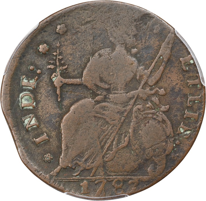 1787 Copper Connecticut, Draped Bust Left MS BN F12 BN thumbnail 2