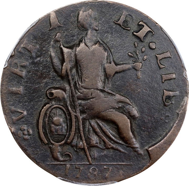 1787 Copper Nova Eborac, Seated Right MS BN VF30 BN thumbnail 9