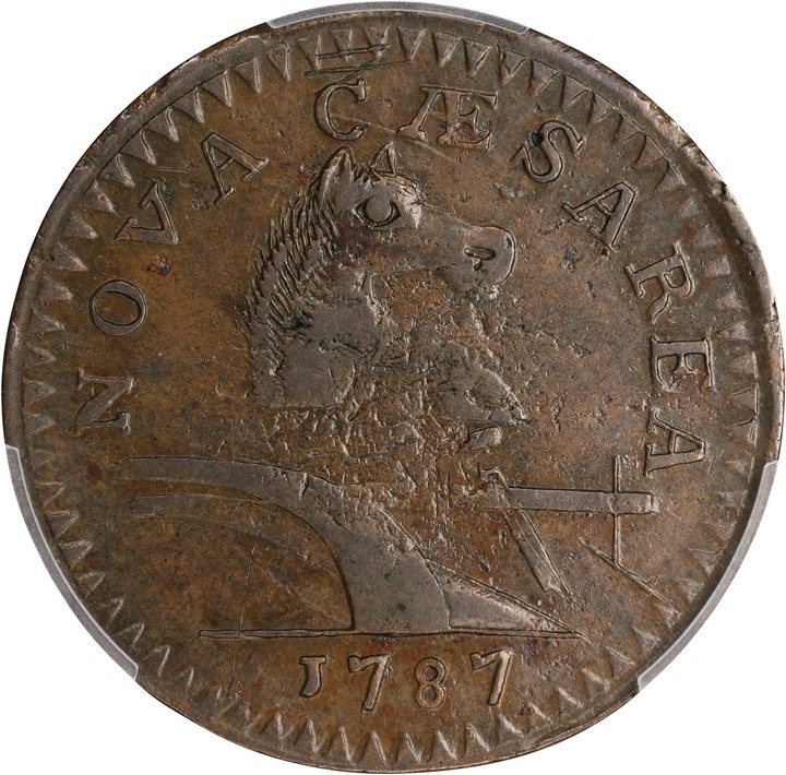 1787 Copper New Jersey, Large Planchet, Plain Shield MS BN thumbnail 2