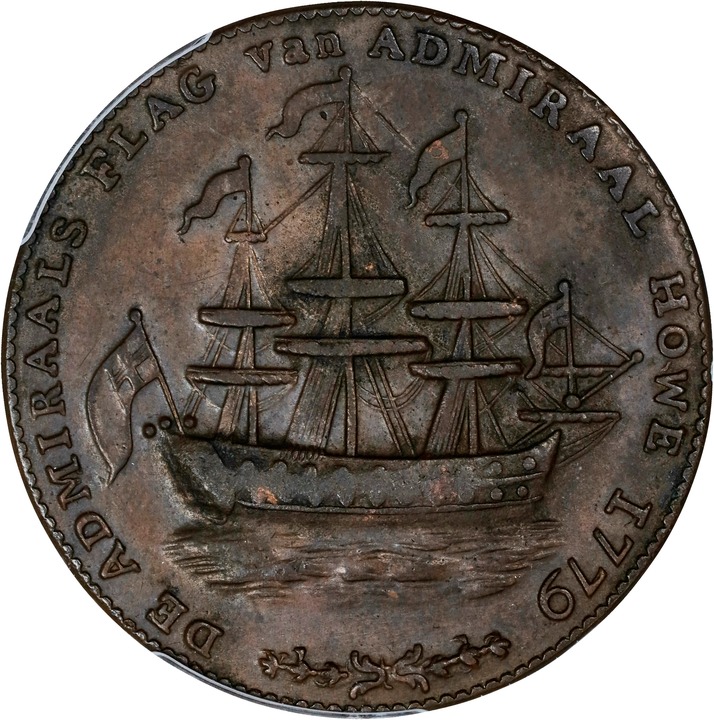 (1778-1779) Medal Rhode Island, Wreath Below Ship, Copper MS BN thumbnail 2