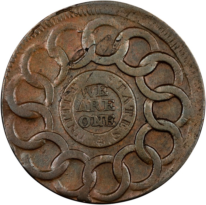 1787 Fugio 1c 4 Cinquefoils, UNITED STATES MS BN AG2 BN thumbnail 20