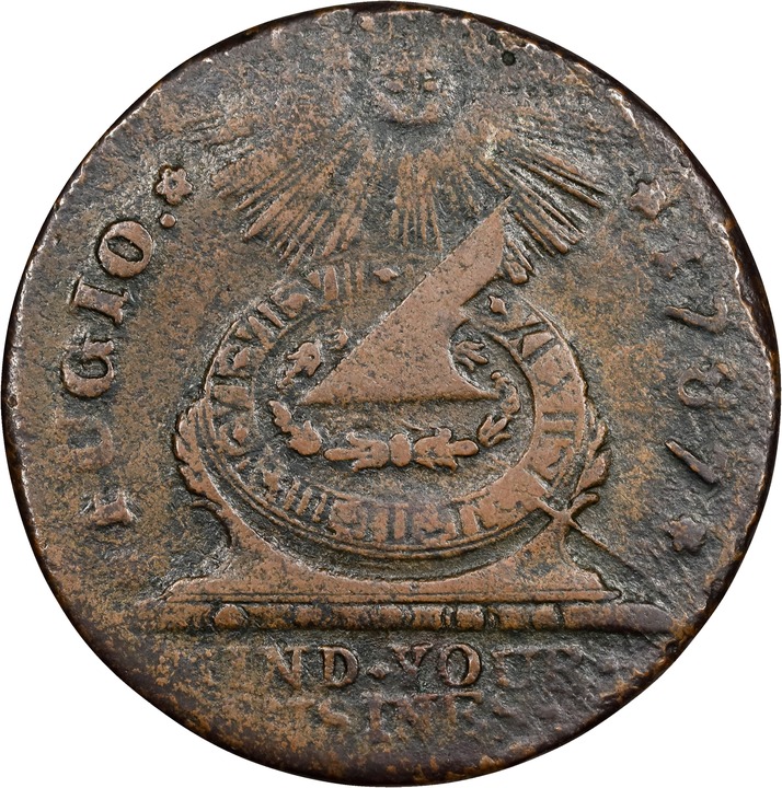1787 Fugio 1c 4 Cinquefoils, UNITED STATES MS BN AG2 BN thumbnail 3