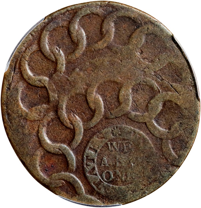 1787 Fugio 1c 4 Cinquefoils, 8-Pointed Stars MS BN F12 BN thumbnail 2