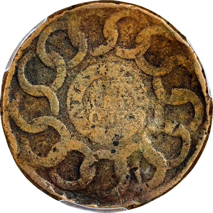 1787 Fugio 1c 4 Cinquefoils, 8-Pointed Stars MS BN AG2 BN thumbnail 2