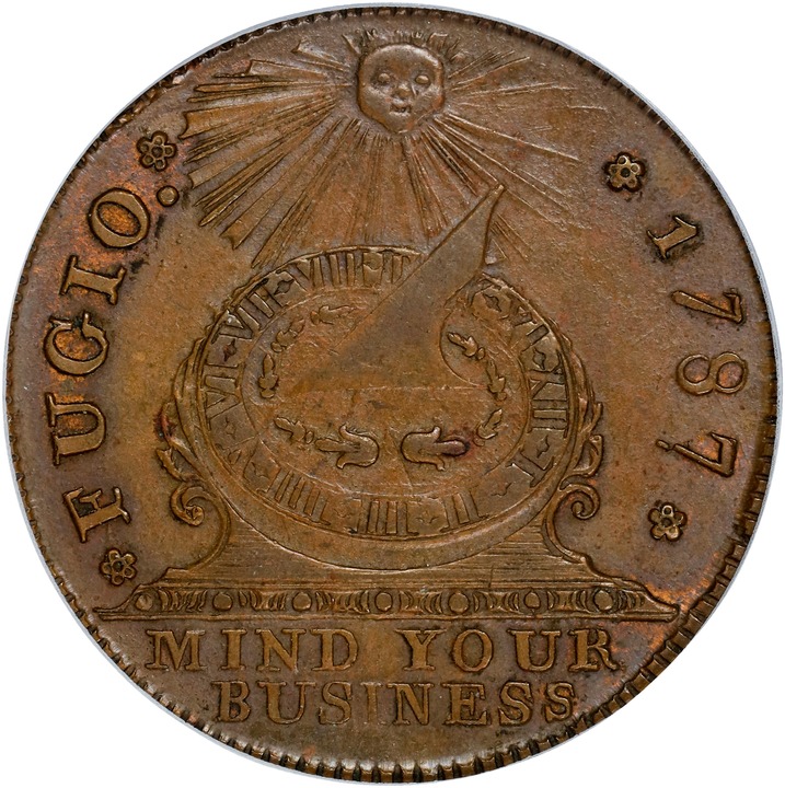 1787 Fugio 1c New Haven Restrike, Brass AU50 thumbnail 24