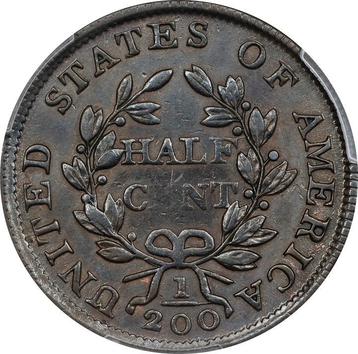 Draped Bust Half Cent 1/2c 1800-1808 MS BN [Type] AU55 BN thumbnail 2
