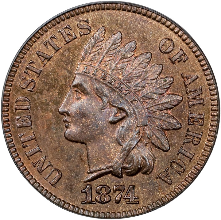 Image for 1874 1c PR RB PR64 RB CAC