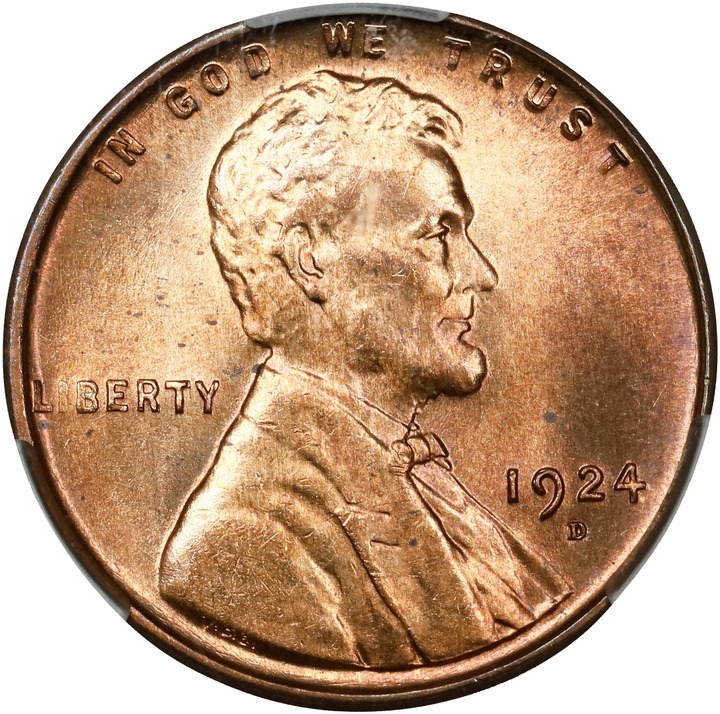 Image for 1924-D 1c MS RD MS65 RD