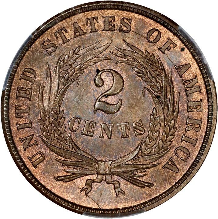 1864 2c Small Motto MS RB MS65 RB thumbnail 2