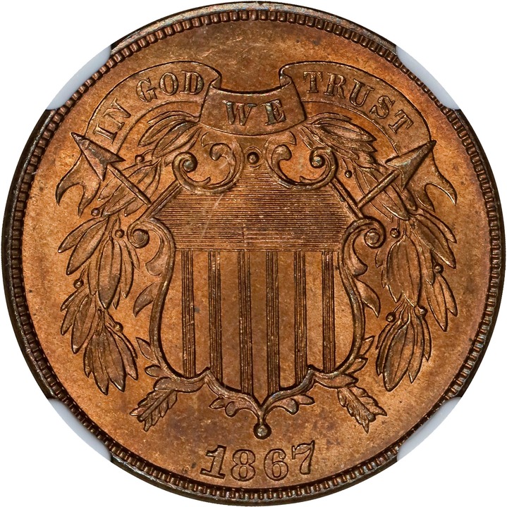 Image for 1867 2c MS RB MS66 RB