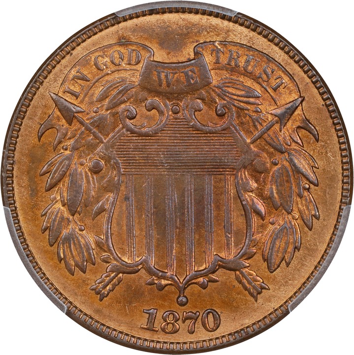 1870 2c MS RB MS64 RB CAC thumbnail 3