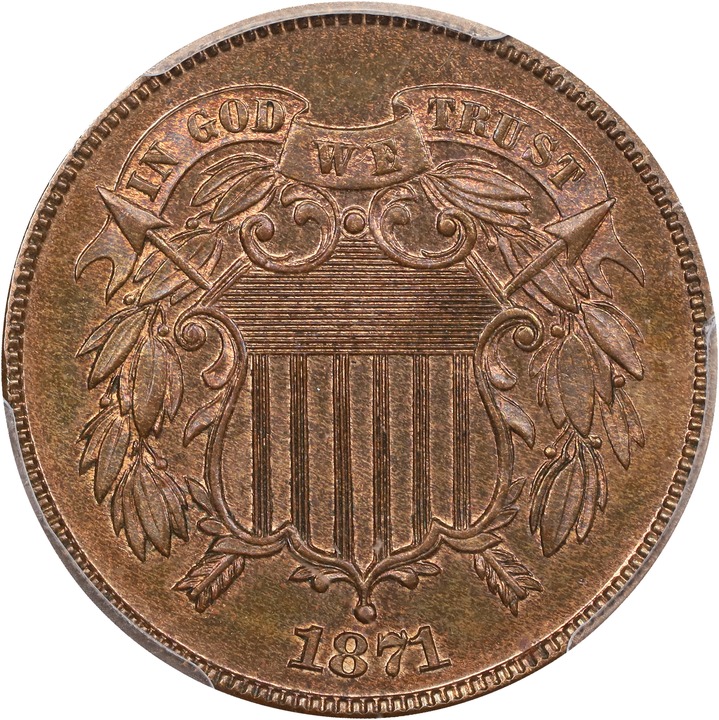 1871 2c Doubled Die Obverse, FS-102 PR BN PR64 BN thumbnail 4