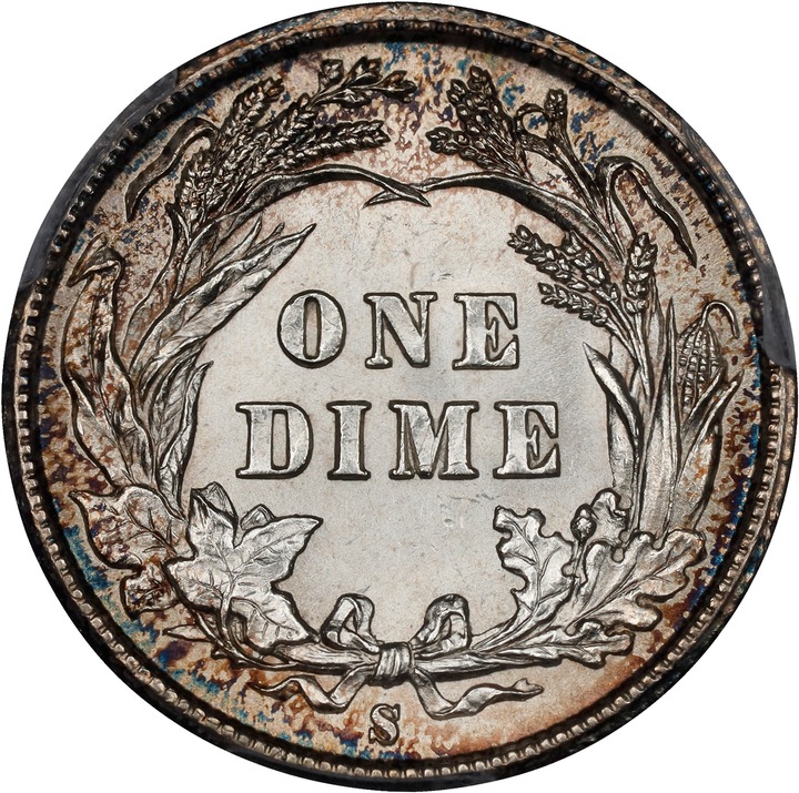 1892-S 10c MS62 thumbnail 2