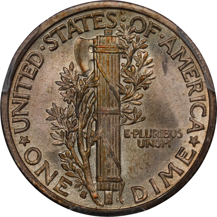 1916-S 10c Mercury MS FB MS65 FB thumbnail 6