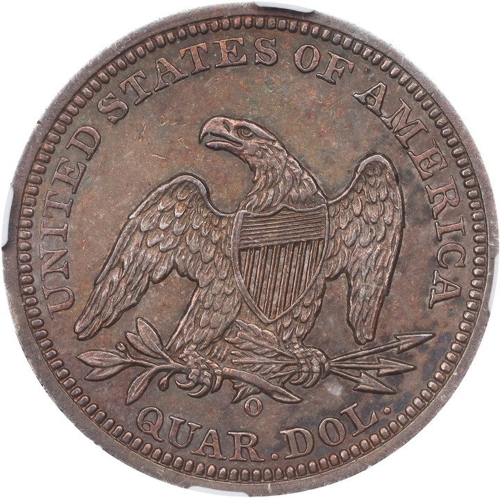 1842-O 25c Large Date AU55 thumbnail 2
