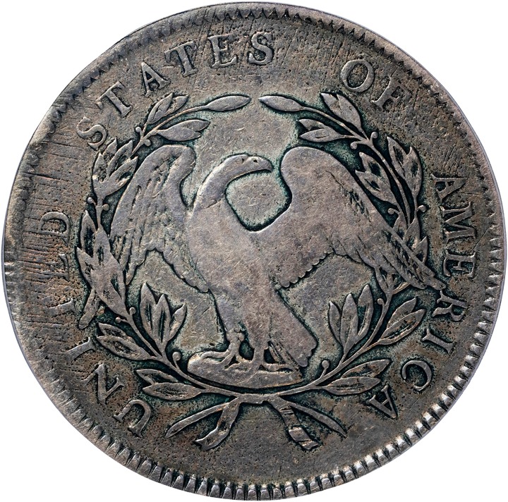 1795 $1  Flowing Hair, 3 Leaves F12 CAC thumbnail 2
