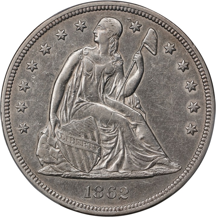 1862 $1 AU53 CAC thumbnail 2