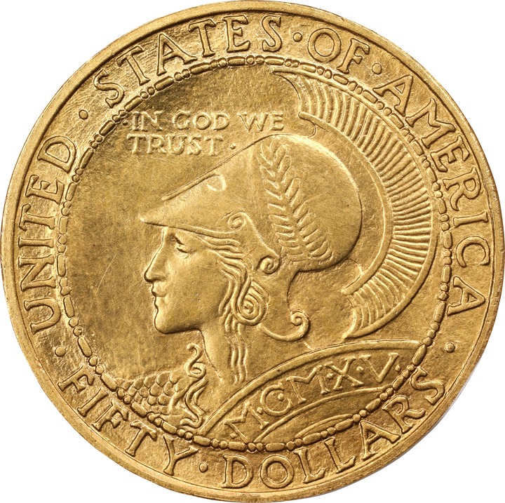 1915-S G$50  Panama-Pacific Expo, Round MS thumbnail 3
