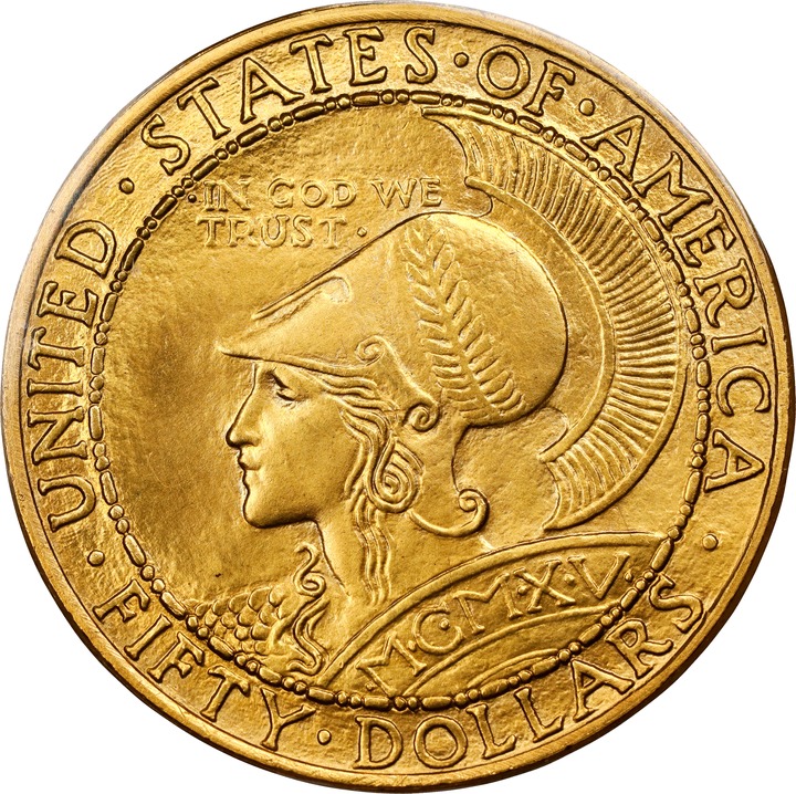 1915-S G$50  Panama-Pacific Expo, Round MS thumbnail 4