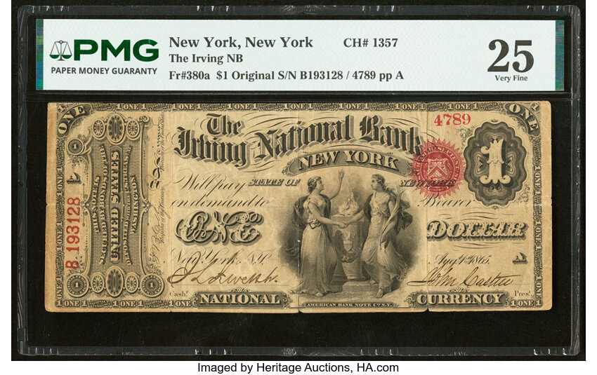 Original $1  1st Charter Period, Seal With Rays (Fr. 380a) thumbnail 7