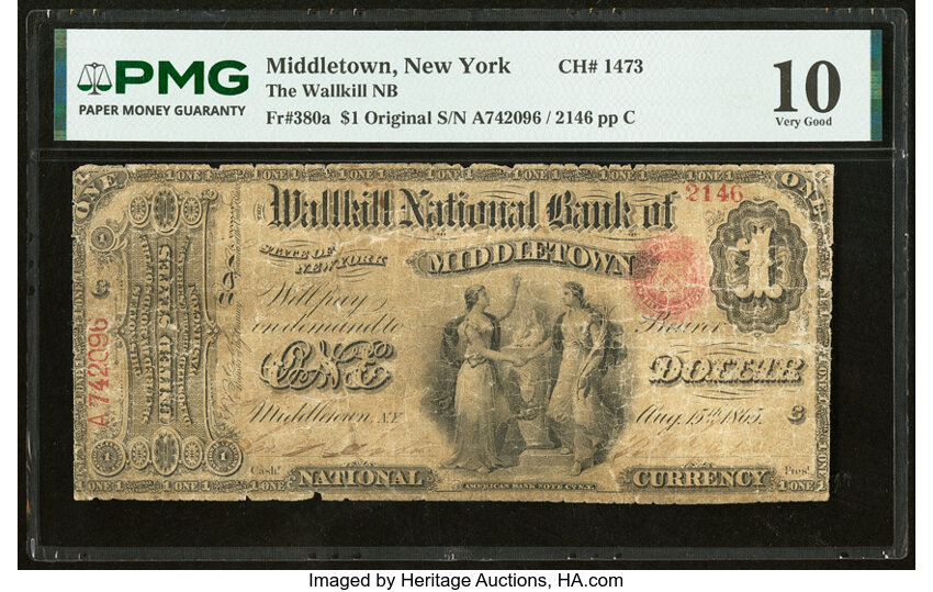 Original $1  1st Charter Period, Seal With Rays (Fr. 380a) thumbnail 6