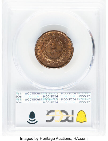 2-Cent Piece 2c 1864-1872 MS BN [Type] MS67 BN CAC thumbnail 6