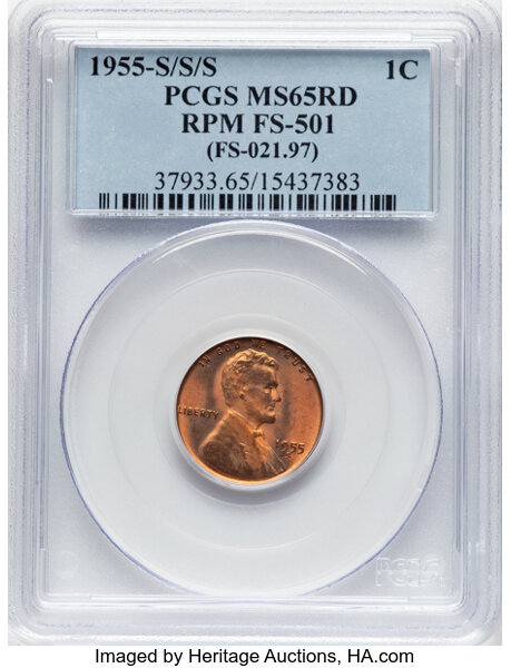 1955-S/S/S 1c Repunched Mintmark, FS-501 MS RD thumbnail 3
