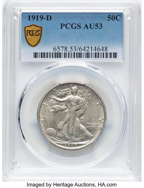 1919-D 50c AU53 thumbnail 2
