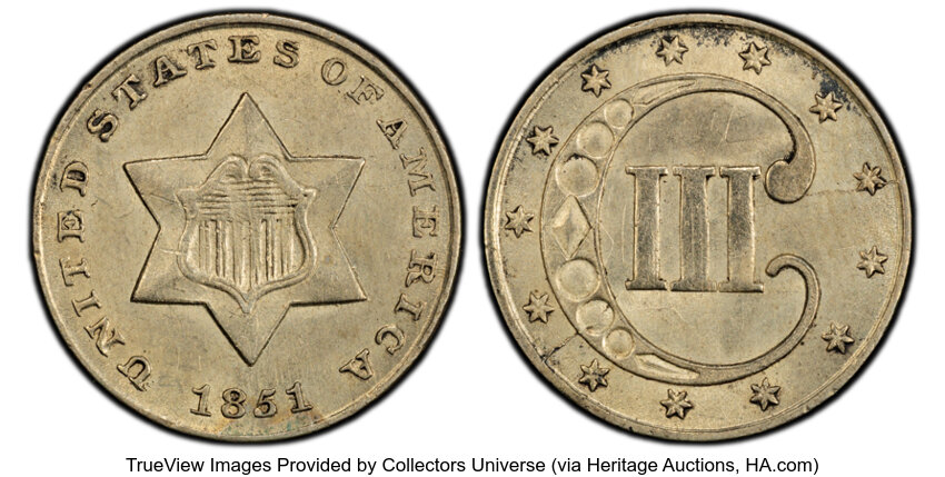 1851 3cS Repunched Date, FS-302 MS thumbnail 2