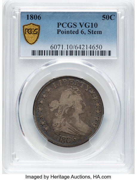1806 50c Pointed 6, Stem, O-120a MS thumbnail 5