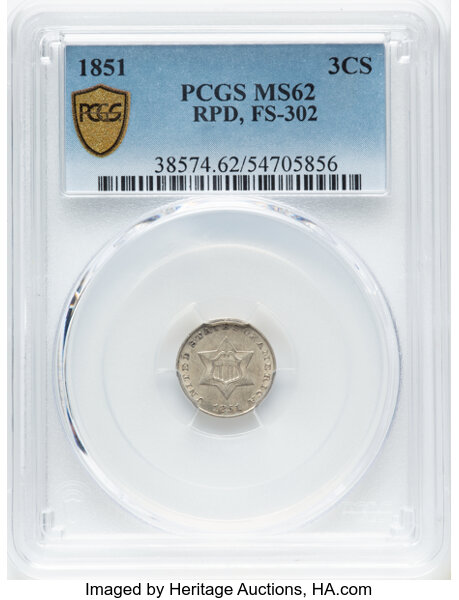 1851 3cS Repunched Date, FS-302 MS thumbnail 4