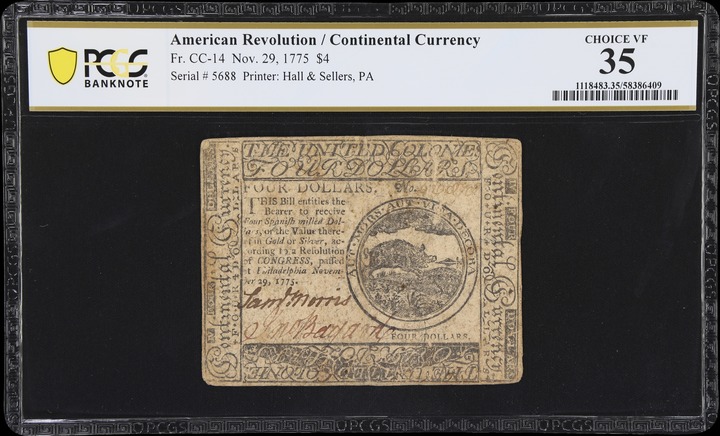 Nov 29, 1775 $4  Continental Currency (Fr. CC14) thumbnail 4