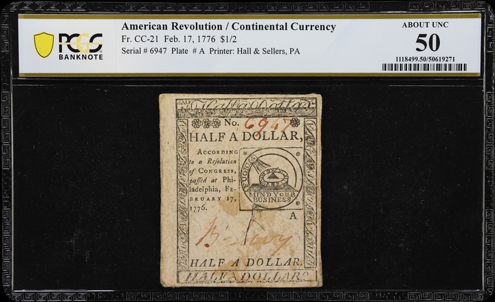 Feb 17, 1776 $1/2 Continental Congress (Fr. CC21) thumbnail 9